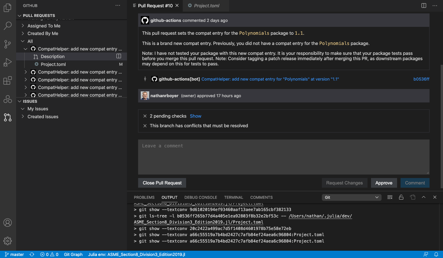 GitHub Pull Request Conflict Resolution