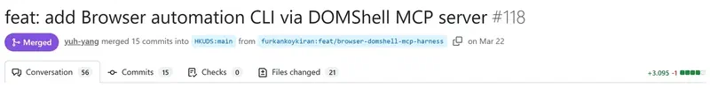 Header of CLI-Anything PR #118: merged by yuh-yang, 15 commits, +3,095 −1