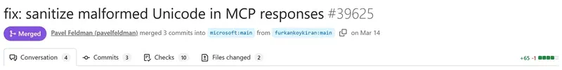 Header of Playwright PR #39625: merged by Pavel Feldman, three commits, +65 −1